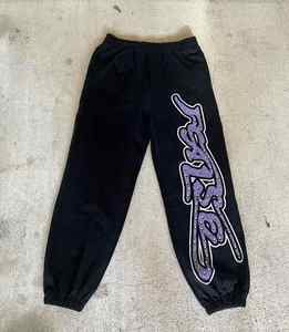 Unisex 100% French Terry Gym Jogger pantalones Streetwear pierna recta pantalones de chándal con diamantes de imitación Casual Slim Fit tela de lona - Product Image 1