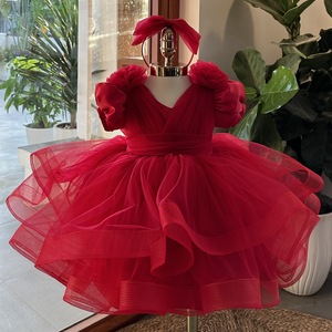 Vietnam-Made <b>Large</b> Size Floral Princess Dress with Flared Shoulders for Girls' Parties Sweet Birthday Outfits OEM ODM Nhung - Product Image 2