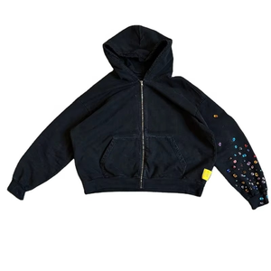 2025 nuevo diseño de sudaderas con capucha acolchadas de algodón 100% para hombre, Jersey suave antiarrugas con diamantes de imitación multicolores, la mejor tarifa al por mayor - Product Image 1