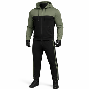 Conjuntos para hombre, conjunto de chándal con sudadera con capucha y cremallera personalizada |   Conjunto Deportivo de Dos Tonos en Algodón y Poliéster |   Ropa Deportiva Unisex OEM ODM - Product Image 1