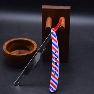 Maquinilla de afeitar profesional de corte recto con mango de acero, maquinilla de afeitar con logotipo personalizado, para salón de belleza, oferta - Product Image 1