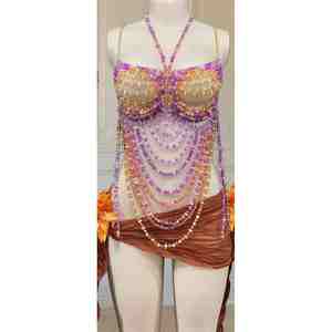 Hot Selling Professional Performance Wear High Quality Backless Beaded Belly <b>Dance</b> Costumes - Product Image 4