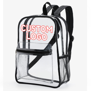 <span class=keywords><strong>Sac</strong></span> <span class=keywords><strong>à</strong></span> <span class=keywords><strong>dos</strong></span> pour collégiens en PVC transparent <span class=keywords><strong>renforcé</strong></span> rouge durable avec poches latérales en filet - Product Image 3
