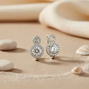 Boucles d'oreilles en argent 925 avec zircone cubique, cadeau pour femme, bijoux élégants, design en cristal - Product Image 3