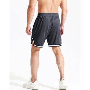 Pantalones cortos deportivos informales para hombre, ropa de calle bordada, algodón encurtido, patrón sólido, decoración, servicio OEM - Product Image 2
