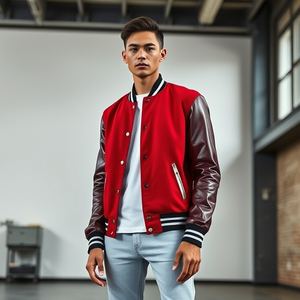 Chaqueta universitaria fabricada en Pakistán con mangas de poliéster, sudadera con cremallera, disponible en todos los tamaños, proveedor OEM, pedidos a precios bajos a granel - Product Image 1