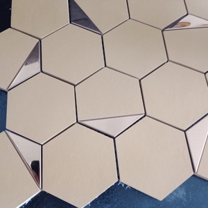 Acabado Diseño enfocado 73Mm Plata PVD CeramicTile Hexágono Mate Para Café Rústico Restaurante Tienda frentes Paredes exteriores260X300MM - Product Image 2