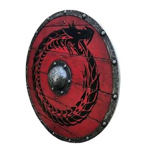 Bouclier en bois de style médiéval viking, entièrement fonctionnel, bouclier médiéval pour la bataille, décoration de la maison, métal durable pour cadeau - Product Image 3