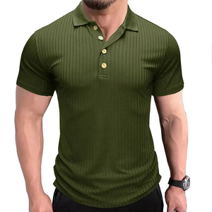 Ropa de Verano de la mejor calidad, cuello transpirable para hombre con botón, ropa informal de colores sólidos, polos cómodos de talla grande para hombre - Product Image 5