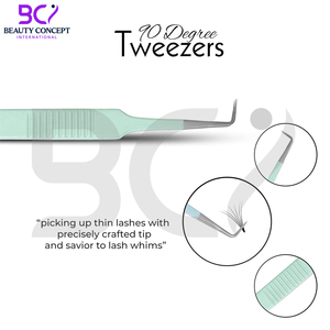 Lash Tweezers for Eyelash Extensions, Set of 3 Pieces Volume Boot, Slim 90 Degree Grafted Tweezers With Fiber Tips - Product Image 5