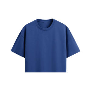 เสื้อยืดแขนสั้นคอกลมไซส์ใหญ่สำหรับผู้หญิง ผ้าฝ้ายออร์แกนิค 100% ระบายอากาศได้ดี เป็นมิตรกับสิ่งแวดล้อม สีน้ำเงินลำลอง - Product Image 2