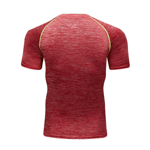 Haut de compression pour homme, coupe musclée, couleur unie, polyester et élasthanne, manches courtes, vêtement de sport, t-shirt d'entraînement - Product Image 5
