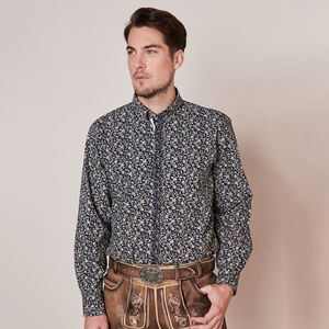 Chemises habillées bavaroises en coton pour hommes, coupe classique, manches longues, motif à carreaux, coupe ajustée, boutonnées, style décontracté, grandes tailles disponibles - Product Image 5