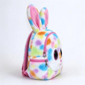 Unique plush Kids plush rabbit backpack, Cute <b>bunny</b> small backpack for girls, <b>Rainbow</b> spotted plush <b>bunny</b> bag - Product Image 3