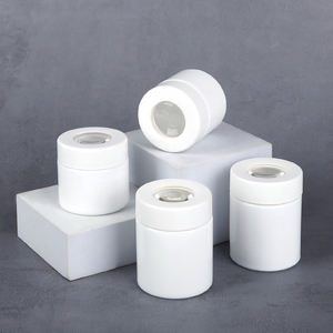 Pot de rangement cosmétique en verre opale blanc de luxe, durable, de qualité alimentaire, personnalisé, avec loupe, à l'épreuve des enfants et des UV, pour poudre libre – Vente en gros - Product Image 1