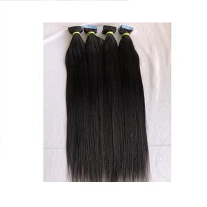 Meilleures ventes de ruban droit 1B de bonne qualité en gros extensions de cheveux alignées sur les cuticules d'un donneur humain de temple indien brut - Product Image 1