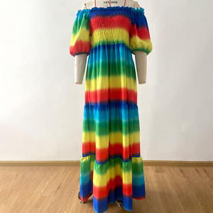 2025 New Arrival Damen Western Fashion Kleid für Frühling & Sommer Off-Shoulder Blumen druck Stilvolles langes Kleid - Product Image 5