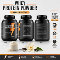 Poudre de Protéine de Lactosérum à la Vanille 2,5 LB (1,13 kg) 22 g de Protéines par 30 g de dose Supplément Nutritionnel Sportif Facile à Mélanger OEM ODM Marque Privée