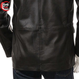 เสื้อเบลเซอร์หนังสำหรับผู้ชายแห้งเร็วและระบายอากาศได้ดีพร้อมคอวีสไตล์วินเทจคลาสสิกดีไซน์ตามสั่ง - Product Image 6