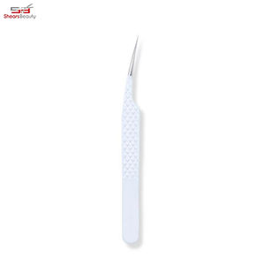 Pinzas de pestañas de acero inoxidable blanco de alta calidad con punta de fibra Logotipo personalizado ¡Nueva llegada! Para uso de cejas - Product Image 4