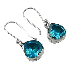Boucles d'oreilles pendantes en argent 925 avec topaze bleue pour femmes, idée cadeau tendance - Product Image 1