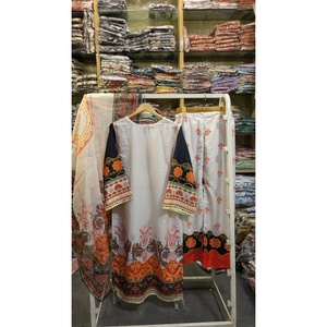 Ensemble Salwar Kameez en coton fusion grande taille, long, 3 pièces, SL00252 - Product Image 3