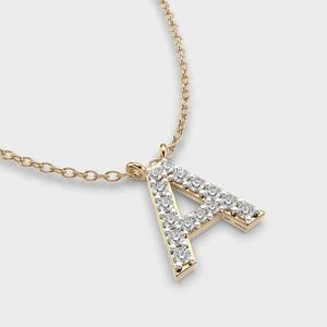 Colgante personalizado de diamante cultivado en laboratorio de corte redondo colgante de letra inicial B con collar de 17 pulgadas diamante cultivado en laboratorio - Product Image 1