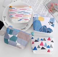 Grosir Mini Kartun Geometris Dompet Koin Kunci Kanvas Tas Penyimpanan Kecil Dompet Mini Dompet Koin untuk Uniseks