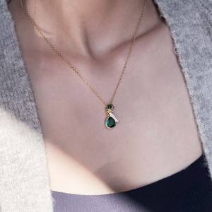 Collar con Colgante de Circonita Cúbica AA en Forma de Gota de Agua, Varios Colores Disponibles, Tamaño Pequeño, Joyería para Mujer - Product Image 3