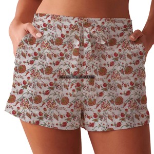 Shorts en coton pur à taille élastique pour filles, imprimé floral, vêtements de maison, pantalon, mode féminine, printemps-été 2026 - Product Image 6
