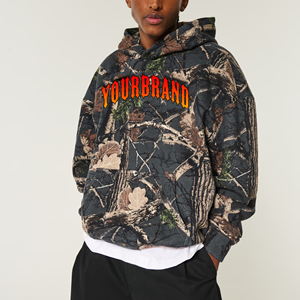 Haute qualité Surdimensionné Camo texture basiques hommes Hoodies logo brodé personnalisé poids lourd épaule tombante homme sweat à capuche - Product Image 1
