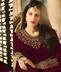 Ropa india y pakistaní Heavy Rangoli con bordado de trabajo de codificación Anarkali Vestidos para funciones de boda y Festival - Product Image 1