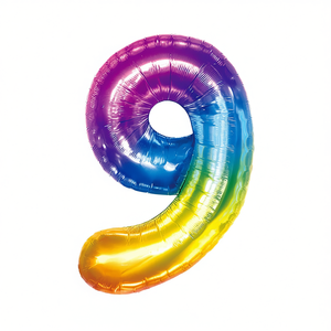 Globo de Fiesta con Número 9 Multicolor de 45 cm, Decoración para Fiestas - Product Image 2
