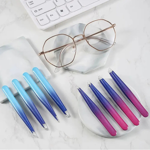 Ensemble de pinces à cils professionnelles incurvées et droites en acier inoxydable, anti-magnétiques, à pointe lisse, poignée confortable, haute qualité, 10 mm - Product Image 1