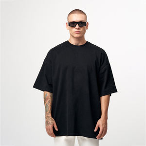 Venta caliente de los hombres de color sólido de gran tamaño Camiseta deportiva logotipo personalizado 100% algodón de manga corta al aire libre desgaste 1 pieza ropa deportiva - Product Image 1