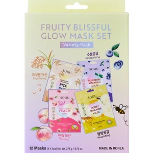Ensemble de masques SOQU Fruity Blissful Glow, 12 ingrédients principaux : riz et vitamine C - Product Image 1