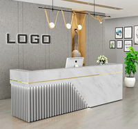 Bureau de réception personnalisé, design moderne et luxueux, durable, en marbre, surface solide, gris, courbé, pour salon de beauté, bureau, clinique dentaire