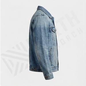 Veste en jean décontractée personnalisée pour hommes, grandes tailles, 100% coton, option logo sur le devant, respirante, veste d'hiver - Product Image 3
