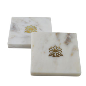 Dessous de verre carrés en marbre Idéal pour la décoration intérieure Décor d'hôtel et de restaurant avec pierre de finition plaquée or, sous-verres - Product Image 4