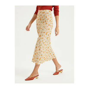 Falda de Viscosa con Estampado Floral para Mujer, Sin Bolsillos, Sin Forro, Sin Cinturón, Origen TR, Muy Colorida - Product Image 5