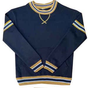 Alpha Black Chenille Crewneck Casual Sport Sudadera Invierno 3D Impreso Bordado Golden Strip Ribbed Cuff Hem Kangaroo Pocket - Product Image 1