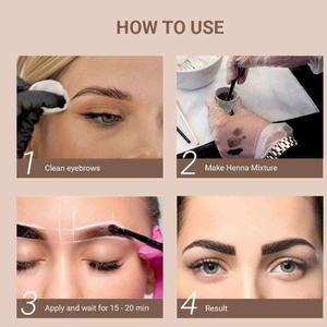 MinaIbrow OEM Henna Brow Coloring Tinting Kit Hybrid Liquid Tint Impermeable Polvo de doble cabeza de larga duración para cejas Medium - Product Image 6