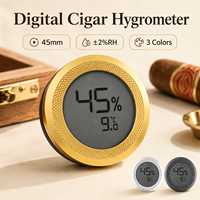 Thermomètre hygromètre numérique LCD rond pour boîte à cigares, anneau métallique de 45 mm, moniteur d'humidité, marque privée
