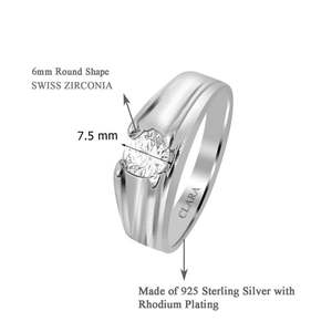 NOVAMART Fine Buy Premium 925 Pure Sterling <b>Silver</b> <b>Rings</b> for <b>Men</b> Boho Style Statement Cluster Oval Cut Diamond Rhodium Engagemen - Product Image 2