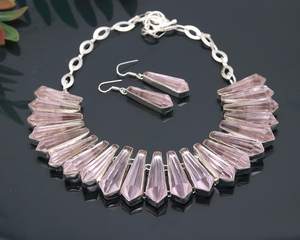 สร้อยคอและต่างหูทำมือสำหรับเด็ก ประดับด้วยพลอยคุนไซต์สีชมพู ตัวเรือนเงินแท้ 925 พร้อมสายปรับระดับได้ ของขวัญเครื่องประดับ - Product Image 4