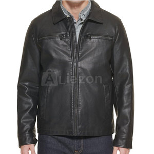 Chaqueta de cuero para hombre, chaqueta de cuero de diseño personalizado, chaqueta de cuero de color sólido para hombre - Product Image 1