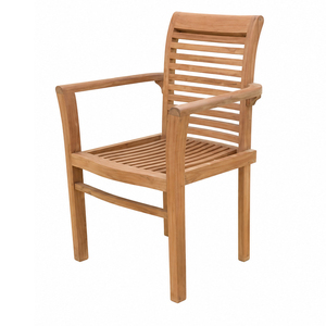 Outdoor <b>Dining</b> Modern Solid Teak Wood Stackable Juno <b>Stacking</b> Armchair Space Saving Patio Garden Hotel Resort Furniture B2B - Product Image 1