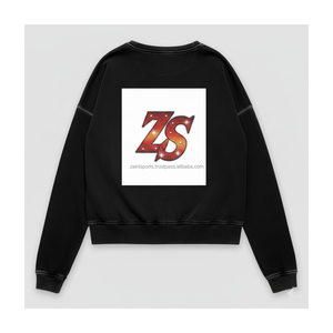Sudadera de mezcla de algodón Heavyweight 320 GSM, forro polar interior Ultra suave, negro, logotipo personalizado, sudaderas básicas con bordado de pantalla DTG - Product Image 2