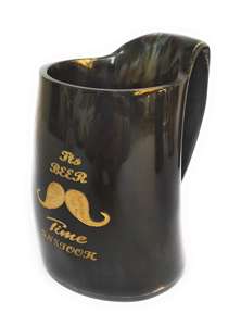 Mug en corne moderne, fait main, écologique, finition polie naturelle, construction robuste, prise en main confortable, ensemble cadeau pour boire de la bière au bar - Product Image 4