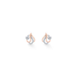 Boucles d'oreilles clous en zircon plaqué or 18 carats pour femmes, design floral or rose, cadeau de fiançailles et de mariage - Product Image 3